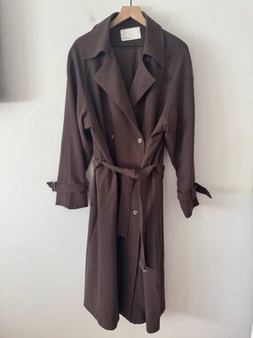 OAK + FORT Brown Oversized Trench Coat Large